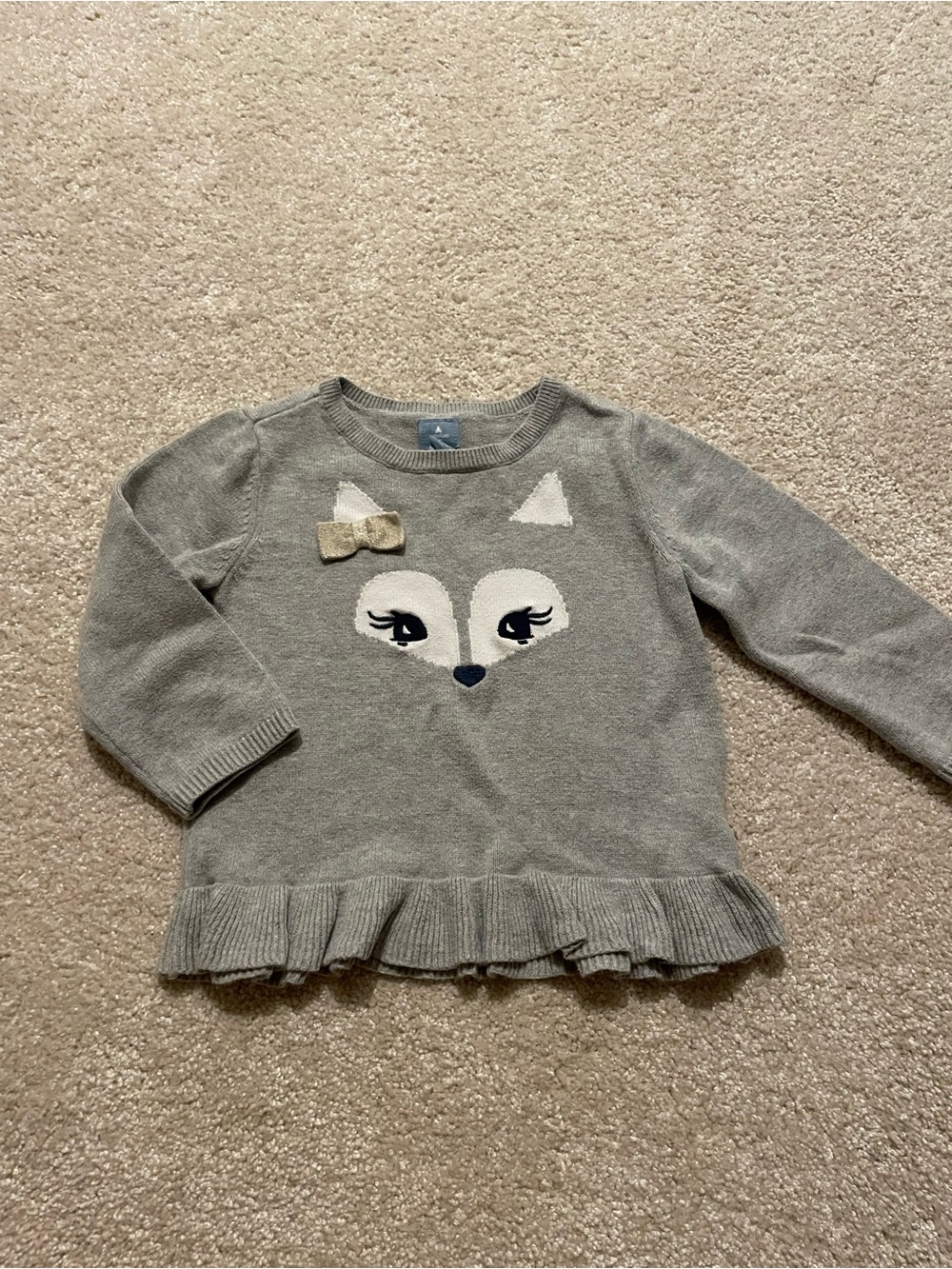 GAP Girls Gray Fox Sweater with Gold Bow